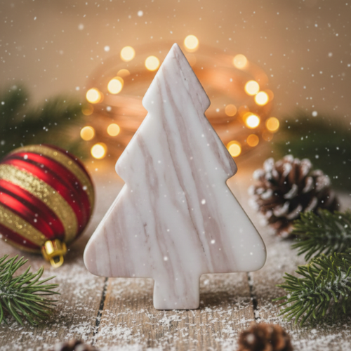 Tabla de Servicio en forma de Pino Mármol Blanco Volakas