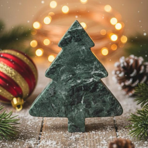 Tabla de Servicio en forma de Pino Mármol Verde Tikal