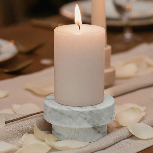 Portavela Centro de Mesa Mármol Blanco Volakas