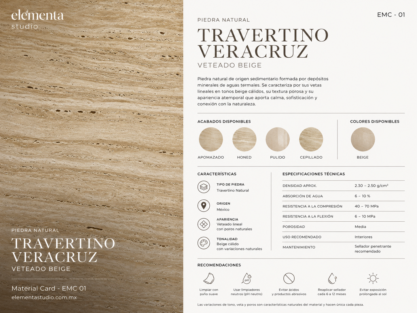 Elementa Dining Table | Travertino Veteado